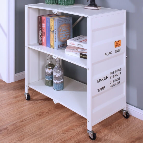 Coupon 💯 Furniture Of America Mazie Urban Steel Folding Bookcase With Wheels White ❤️ - Image 5