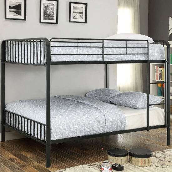 New ⭐ Furniture Of America Loby Modern Black Metal Slatted Bunk Bed 🔔 - Image 2