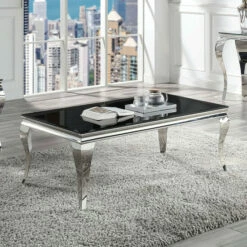 Best deal ❤️ Furniture Of America Kiermeyer Glam 51-in Glass Top Coffee Table White/silver 🧨