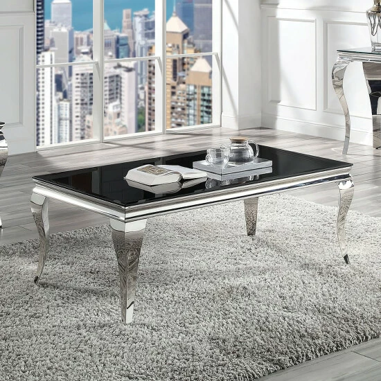 Best deal ❤️ Furniture Of America Kiermeyer Glam 51-in Glass Top Coffee Table White/silver 🧨
