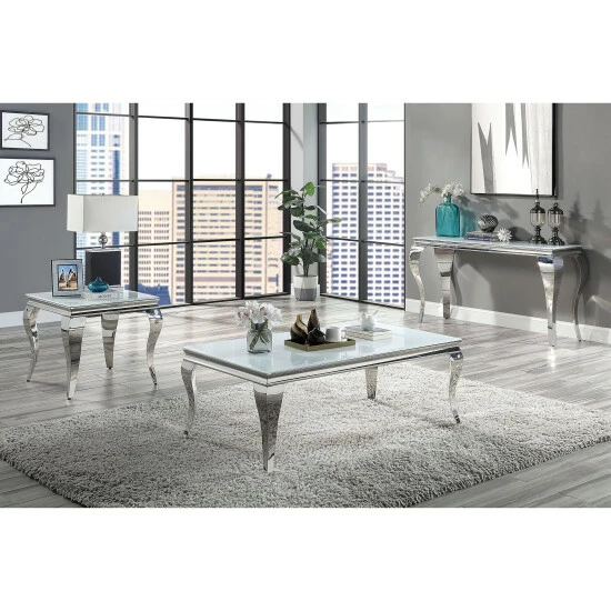 Best deal ❤️ Furniture Of America Kiermeyer Glam 51-in Glass Top Coffee Table White/silver 🧨 - Image 4