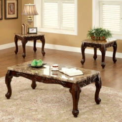 Best Sale 🔥 Furniture Of America Traditional Carnes 3-piece Accent Table Set Ivory 🤩