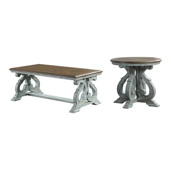 Wholesale ✔️ Furniture Of America Roah Farmhouse Blue 2-piece Coffee Table Set 👍 - Image 2