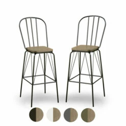 Best Pirce ⌛ Furniture Of America Jack Modern Metal Slatted Bar Chairs (Set Of 2) Grey 🔥