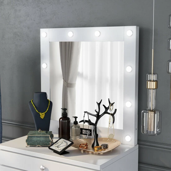 Budget 😉 Furniture Of America Mary LED-light Bulb Mirror With Outlets & USBs Black 💯 - Image 3