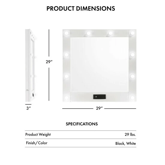 Budget 😉 Furniture Of America Mary LED-light Bulb Mirror With Outlets & USBs Black 💯 - Image 6