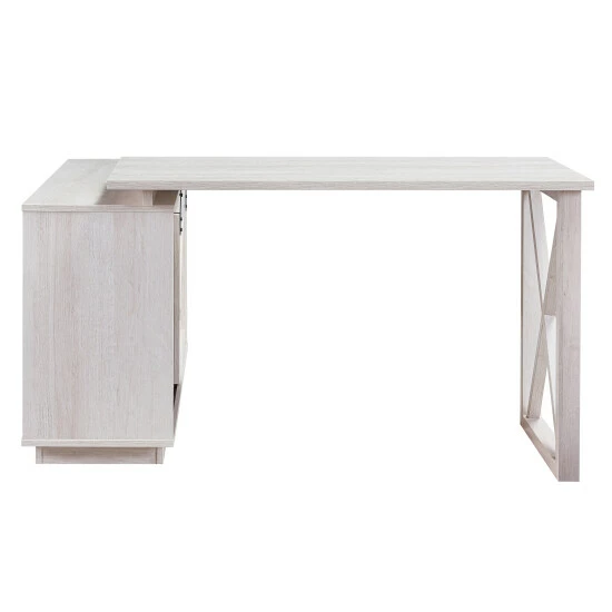 Outlet ⭐ Furniture Of America Brasnar 56-inch L-shape Storage Computer Desk White Oak 🔔 - Image 4