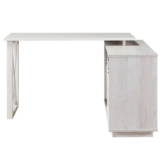 Outlet ⭐ Furniture Of America Brasnar 56-inch L-shape Storage Computer Desk White Oak 🔔 - Image 5