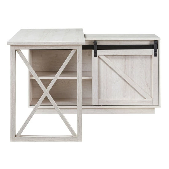 Outlet ⭐ Furniture Of America Brasnar 56-inch L-shape Storage Computer Desk White Oak 🔔 - Image 6