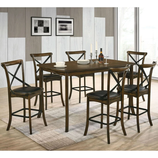 Cheapest ❤️ Furniture Of America Dola Rustic Oak 7-piece Counter Dining Set ✨