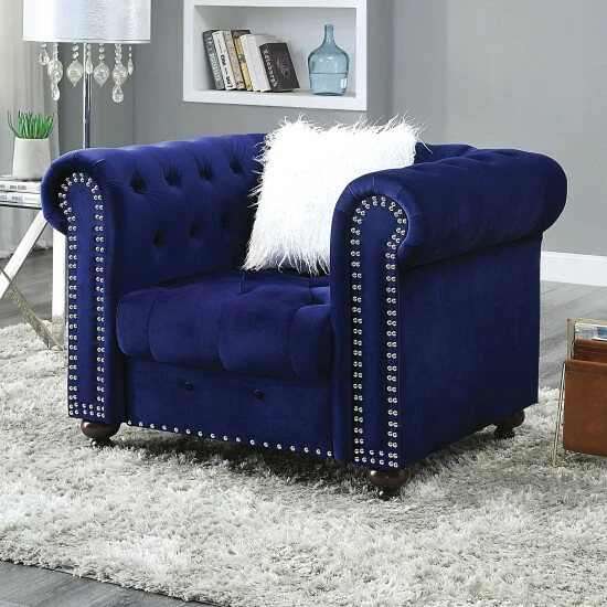 Best deal 🌟 Furniture Of America Resserie Glam Fabric Button Tufted Chair Grey 🥰 - Image 5
