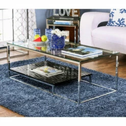 Budget π Furniture Of America Deitie Modern 48-inch 1-shelf Chrome Coffee Table White π