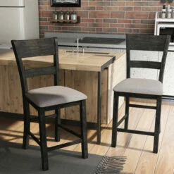 Best Pirce ⌛ Furniture Of America Caza Rustic Black Counter Height Chairs (Set Of 2) ❤️