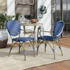 Cheapest 💯 Furniture Of America Courtnie Blue Outdoor Dining Chairs (Set Of 2) ✔️