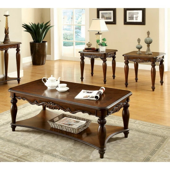 Best deal 🌟 Furniture Of America Rity Traditional Cherry 3-piece 48-inch Accent Table Set 🤩