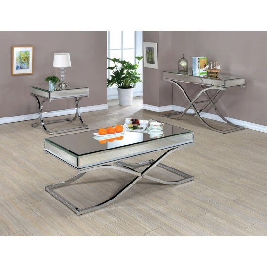 Budget 🔔 Furniture Of America Laja Chrome 48-inch Metal 3-piece Accent Table Set 😀