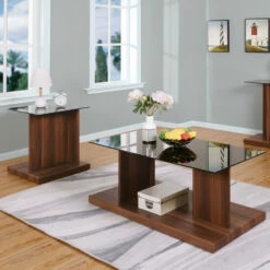 Discount 😍 Furniture Of America Demoline Glass Top 2-piece Coffee Table Set White 🎉