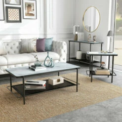Best Pirce 😀 Furniture Of America Puetz Contemporary Black 3-piece Coffee Table Set ✨