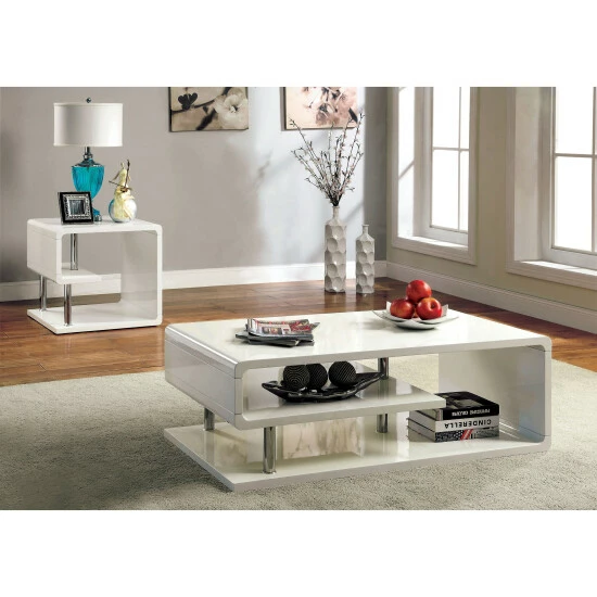 Deals 👍 Furniture Of America Inomata 1-shelf High Gloss Side Table High Gloss White 🌟 - Image 6