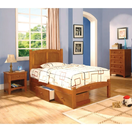 Budget 🔔 Furniture Of America Meer Cottage Oak Arch Headboard Twin Platform Bed 💯 - Image 5