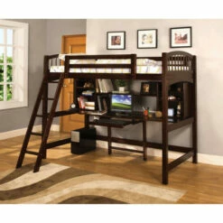 Best deal β€οΈ Furniture Of America Fila Modern Espresso Twin Loft Bed With Workstation π