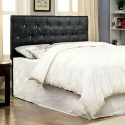 Promo 🛒 Furniture Of America Huntress I Crocodile Faux Leather Button-tufted Headboard Black ⌛