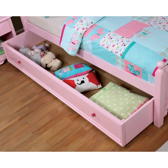 Promo 😍 Furniture Of America Jevi Farmhouse Full 2-piece Bed With Trundle Set Pink ❤️ - Image 4