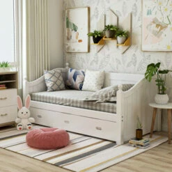 Coupon ⭐ Furniture Of America Hove Cottage Twin Wood Daybed With Trundle White 🎉