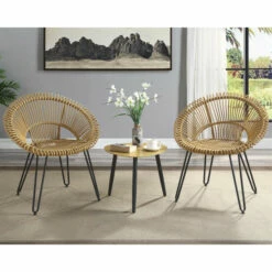 Buy 🥰 Voit Transitional 3-piece Bistro Set By Furniture Of America Light Brown 💯