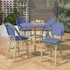 Deals 🛒 Furniture Of America Lidia Blue 5-Piece Patio Counter-Height Table Set 🥰