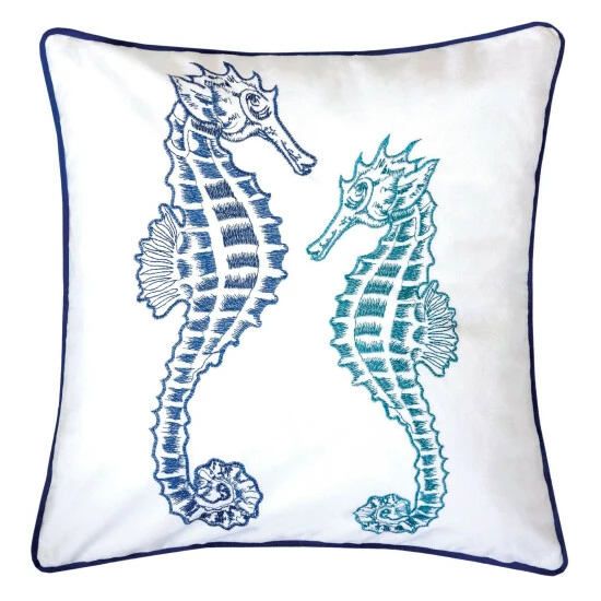 Best deal π Furniture Of America Wavely Coastal White Cotton 20-inch X 20-inch Accent Pillow (Set Of 2) Teal π - Image 2