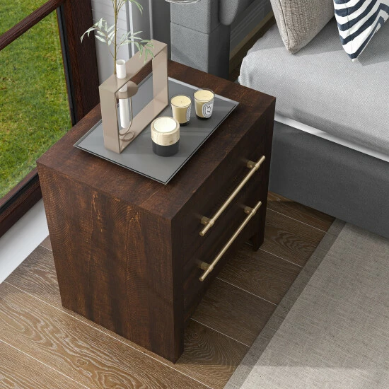 Best Pirce ⌛ Furniture Of America Malgan Transitional Walnut 2-Drawer Nightstand 😍 - Image 3