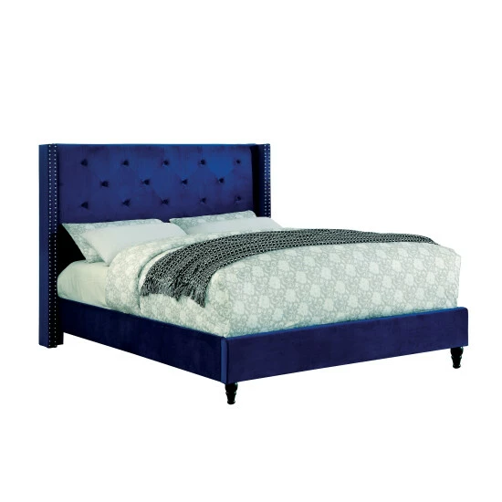 Brand new π Furniture Of America Ravy Contemporary Blue Fabric Tufted Platform Bed π― - Image 5
