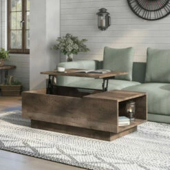 Promo 🥰 Furniture Of America Uver Rustic 47-inch 1-shelf Lift-top Coffee Table Reclaimed Oak 🌟