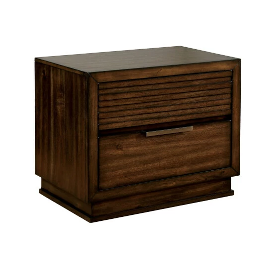 Hot Sale โ Treg Rustic Walnut Nightstand With USB By Furniture Of America โ๏ธ - Image 2