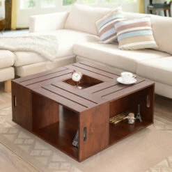 Outlet 🛒 Furniture Of America Masa Modern Farmhouse 32-inch Mobile Coffee Table Vintage Walnut ✨