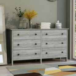 Outlet 🥰 Furniture Of America Marcello Contemporary 👗 Dresser With Drawers Vintage Grey Oak 👍