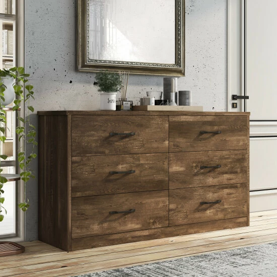 Buy ⭐ Furniture Of America Greer Walnut 6-Drawer 👗 Dresser With USB Ports ⭐