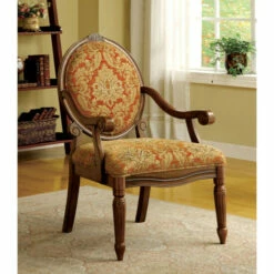 Best Pirce 🤩 Furniture Of America Dind Victorian Oak Solid Wood Accent Chair 🛒