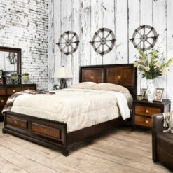 Best Sale 🧨 Furniture Of America Jupa 2-pc. Rustic Walnut Brown Wood Bedroom Set 🛒