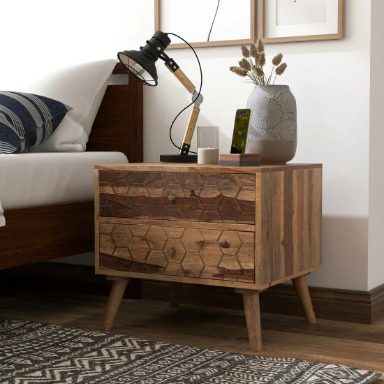 Discount ⌛ Furniture Of America Oli Mid-Century Modern Solid Wood Nightstand 😀