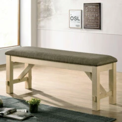 Coupon π Furniture Of America Caduceus Farmhouse Ivory And Grey Padded Bench π