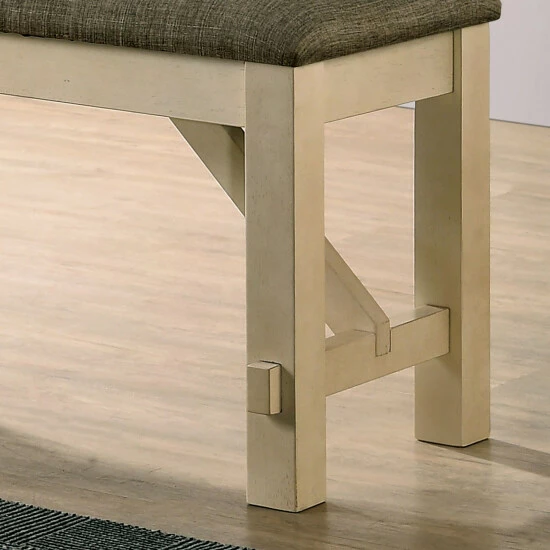 Coupon ๐ Furniture Of America Caduceus Farmhouse Ivory And Grey Padded Bench ๐ - Image 4