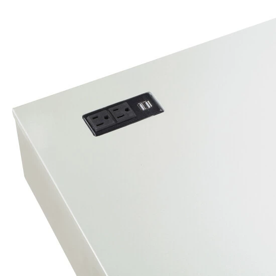 Buy 😉 Foli 2-Drawer Desk With USBs And Power Outlets By Furniture Of America Luminous White 🎁 - Image 5