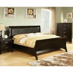 Buy ❤️ Furniture Of America Jisc Modern Brown Full Padded Sleigh Bed 😀