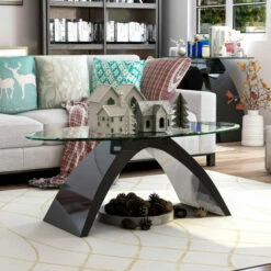 Outlet π Furniture Of America Crescendo Modern Glass Top 47-inch Coffee Table Grey High Gloss π