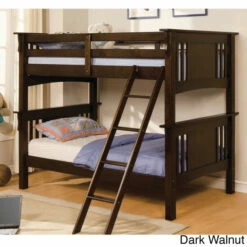 Budget π₯ Furniture Of America Daan Modern Twin Solid Wood Youth Bunk Bed Dark Walnut π