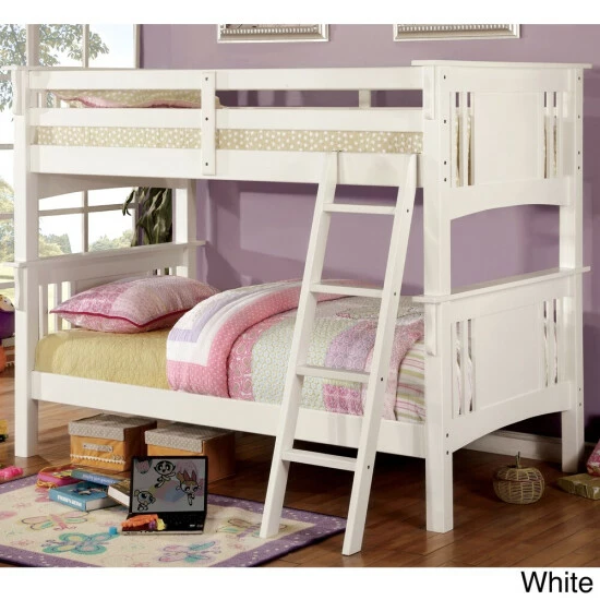 Budget π₯ Furniture Of America Daan Modern Twin Solid Wood Youth Bunk Bed Dark Walnut π - Image 2