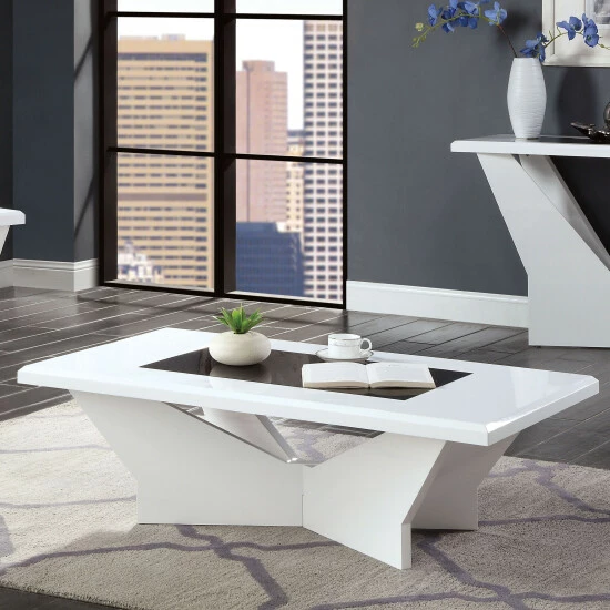 Hot Sale 🌟 Furniture Of America Ameena Glass Top 3-Piece Coffee Table Set Black 🌟 - Image 8