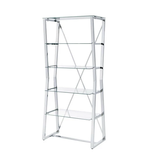 Deals π Furniture Of America Morfell Contemporary Chrome Glass-shelf Bookcase π€© - Image 6